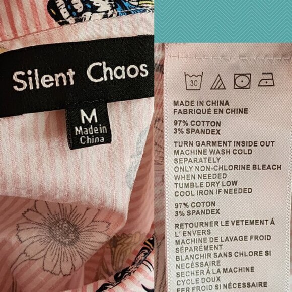 Silent Chaos Pink Floral Print Cotton Stretch Bell Sleeve Blouse - Picture 4 of 4